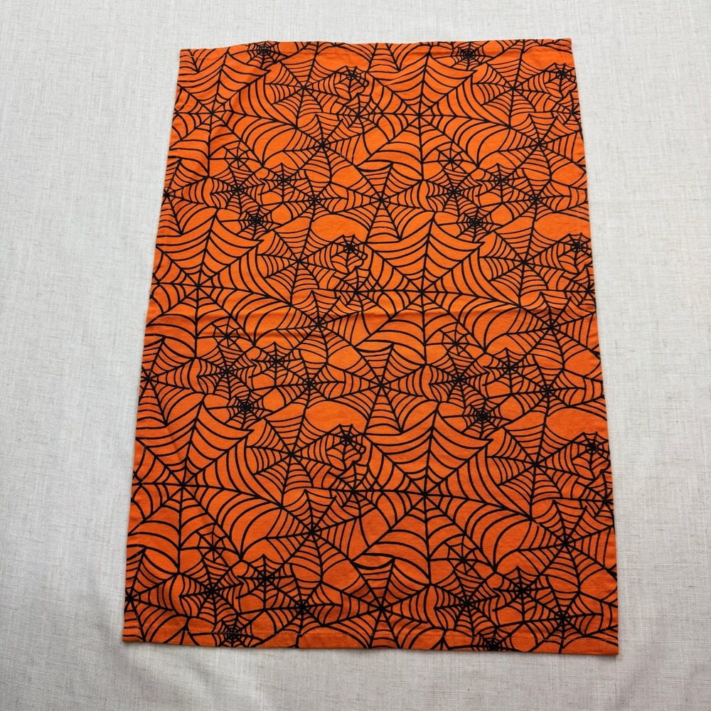 Table Topper Unisex 17x24 Orange Spiderweb Halloween Spooky Decor